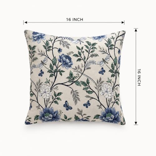 Image of Clasiko Cotton Cushion Covers 16x16 Inches Pack of 5 | Indigo Leaf