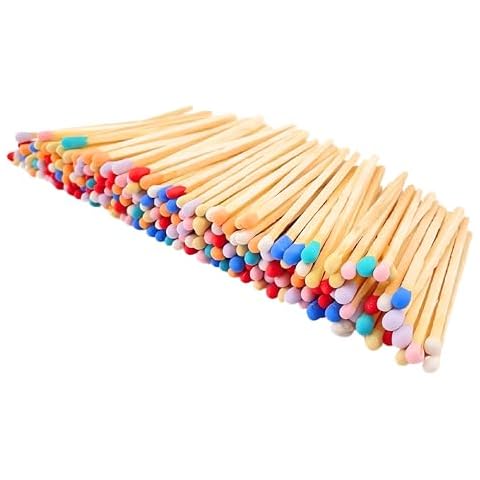 100 Count - 3" Long Rainbow Color Matches | Three Inch Coloful Loose Wooden Safety Match Sticks for Candle Display | Refill Decorative Jar Holder Bottle | Striker Included Cover