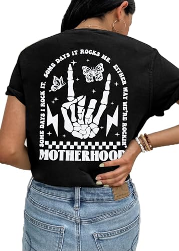 Image of UNIQUEONE Comfort Breastfeeding Shirts for Women Zip Nursing Tops Casual Distressed Acid Washed Maternity Tees