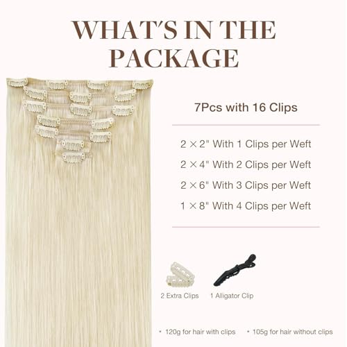 Image of GOO GOO Clip in Hair Extensions Real Human Hair Blonde Remy Extensions