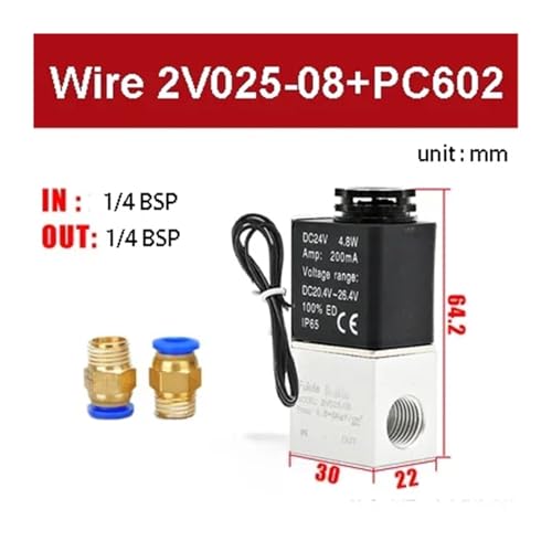 Électrovanne pneumatique 24V 220V 1/4 pour automatisme et air