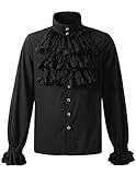 DarcChic Mens Gothic Shirt Top Steampunk Victorian Regency Aristocrat (M, Black)