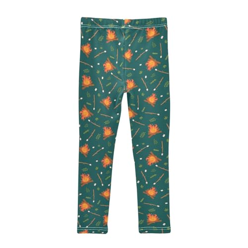 Bonfires and Marshmallows Girls Leggings,Workout Leggings for Girls Toddler Athletic Leggings Size for 3-10T2