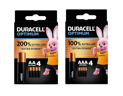 8 pilas Duracell Optimum AA+ AAA (1 blíster de 4 pilas AA + 1 blíster de 4 pilas AAA) 8 pilas (MX2400/Mini Stylo/Micro y MX1500/Stilo/Mignon)