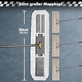 Thihome Bodenwischer, 90cm Breit Wischmopp, Professionelle Bodenwischer Set mit 2 Mikrofaser Pads...