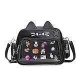 ZAROXOXS Kawaii Ita - Mochila bandolera para gatos, multiusos, con inserto, Negro, 10x4x7 inches