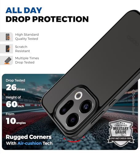 Image of Golden Sand for Oppo Find X9 5G, Oppo Find X9s 5G Back Cover - Rugged Frosted Semi Transparent PC Shock Proof Slim Case, Space Black