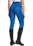 BALEAF Reithose Damen Reitsport Reitingleggings Silikon Strumpfhosen mit Reißverschlusstasche Sporthose Blau M