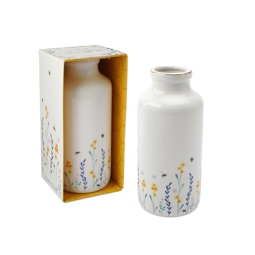 CGB Giftware | The Beekeeper Floral Ceramic Bottle Vase In Gift Box | Homeware | Home Decor | Flower Vase | Ceramic Vase | GB07472