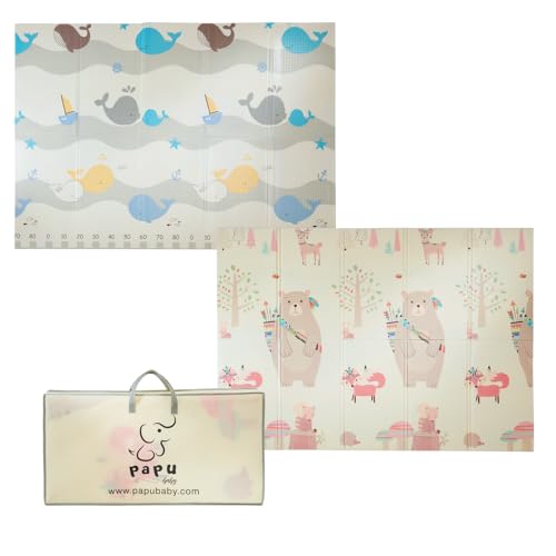 PAPU BABY Tapete de Juego Plegable 1.55 x 2.00 para Bebés Doble Vista. Baby Play Mat.