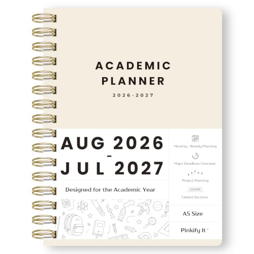 Academic Planner 2026-2027, Student Planner with Monthly Tabs, A5