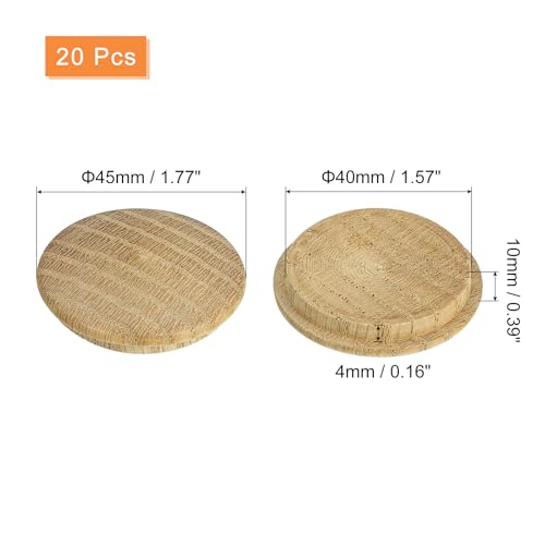 Image of uxcell 20 Pcs 1.57 x 1.77 Inch Wood Hole Plugs, Wooden Screw Hole Cover, Wood Pocket Button Plug for Chair Stair Craft Furniture Woodworking