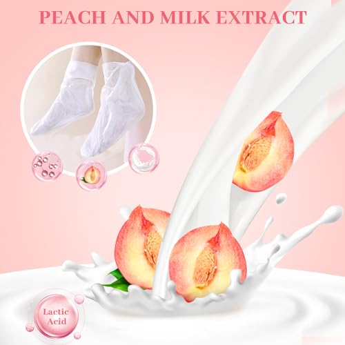 Foot Peeling Mask - Pro Callus Remover with Peach Extract for Rough Cracked Dry Feet - Dead Skin Remove, 3Pairs