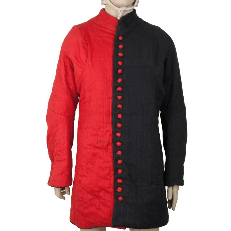 Medieval Gears Brand XXL Black & Red WMA Gambeson Arming Doublet Jacket Overcoat SCA LARP Reenactment