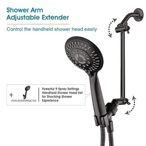 Bright Showers Brass Shower Head Extension Arm For Rain And Handheld 10 Inch Universal Shower Head Extender, Height & Angle Adjustable, Oil-Rubbed Bronze #TOP4