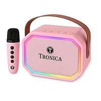 TRONICA Fun 15W Bluetooth Speaker with Wireless Karaoke Mic, 6H Playtime, Vibrant RGB Lights, Voice Effects, Multi-Play Modes BT5.3/TF Card &amp; Type-C Charging Port
