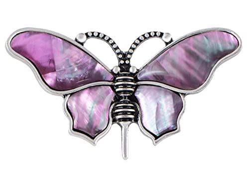 Image of Alilang Abalone Shell Butterfly Insect Brooch Lapel Pins Pendant Scarf Shawl Accessories Wedding Party