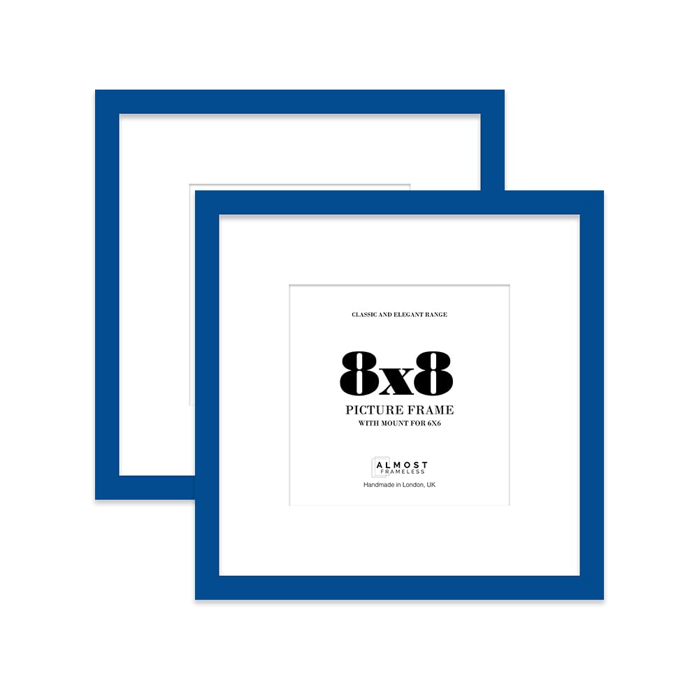 8x8 Blue Picture Frame with Mount for 6x6 Photos, Prints - Modern Square Wall Frame, Set of 2 — image 1