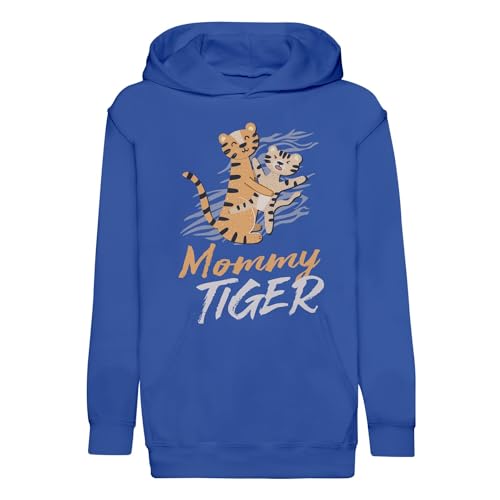 Sweat à capuche enfant maman tigre noir en coton premium