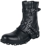 botas rockeras hombre mexico Piel Gothicana by EMP Hombre Botas Moteras Negras con Hebillas EU41