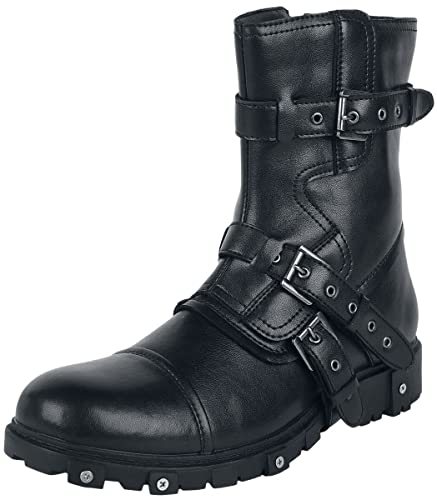 Gothicana by EMP Bikerboots mit Schnallen Homme Bottes Noir EU43 Cuir Cover