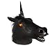 molezu Black Magical Horse Mask, Novelty Halloween Costume Party Unicorn Latex Animal Head Mask