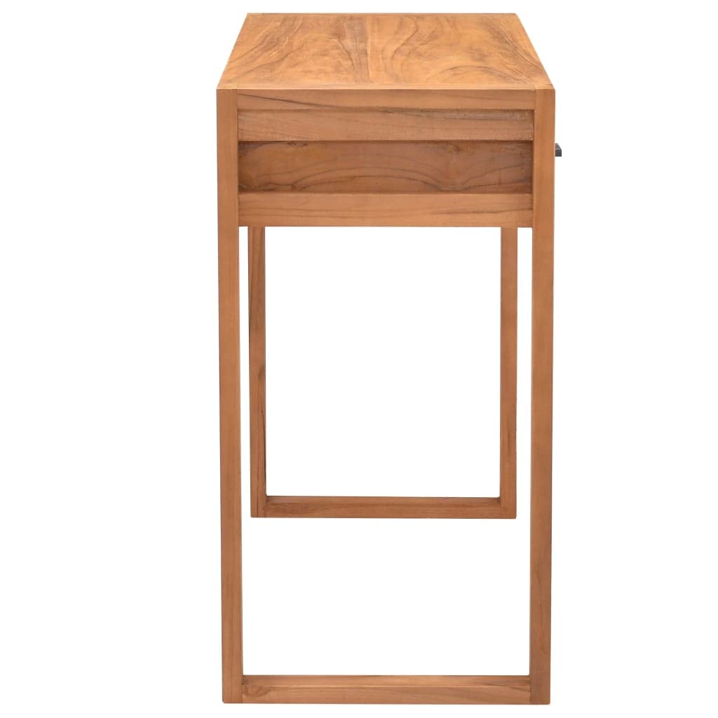 Scrivania con 2 cassetti in legno di teak, 100 x 40 x 75 cm, robusta struttura in legno, spazio per ufficio e casa, versatile, adatta come tavolo per computer e lavoro