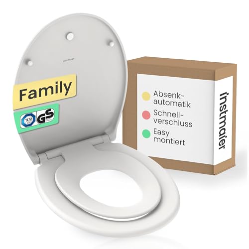 instmaier Sedile per WC Family | coperchio per WC con chiusura morbida | bianco | testato TÜV per la massima sicurezza | sedile per WC con seggiolino per bambini rimovibile