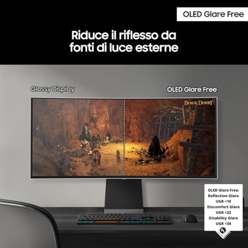 Monitor Gaming Odyssey OLED G8 (S34DG850), Curvo (1800R), 34'', 3440x1440 (WQHD), 21:9, HDR10+, QD-OLED Glare Free, 175Hz, 0,03ms (GtG), Compatibilità G-Sync, HDMI, USB, DP, WiFi, Casse, HAS - Monitor - Immagine 3