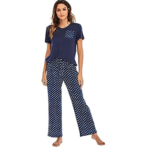 Voopptaw Women's Soft V Neck Pajama Set Cover