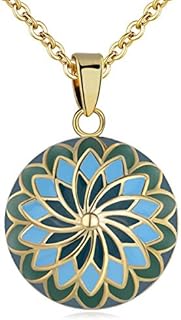 AEONSLOVE Chime Ball Pregnancy Necklace Vintage Flower Pendant Music Wishing Bola Locket for Mom Baby Best Jewellery Gift
