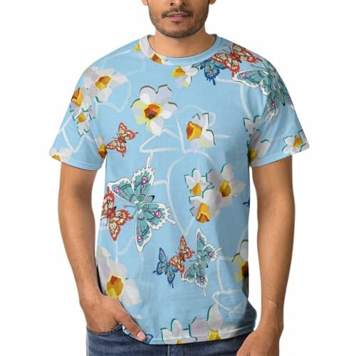 T-shirts col rond homme manches courtes motif papillon mignon casual