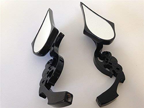 Xkh- Motorcycle Black Billet Skull Blade Mirror Compatible With H-D Electra Heritage Sportster Glide [B00Y5Mvi3M] #TOP4