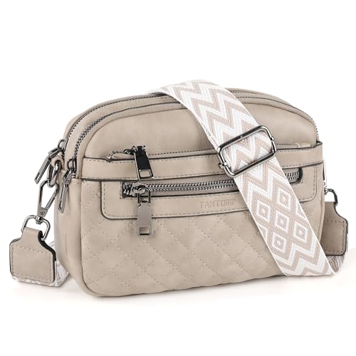 TANTOMI Crossbody Bags for Women, Multi Pocket Crossbody Purses, Vegan Leather Shoulder Handbags with Adjustable Wide Strap
