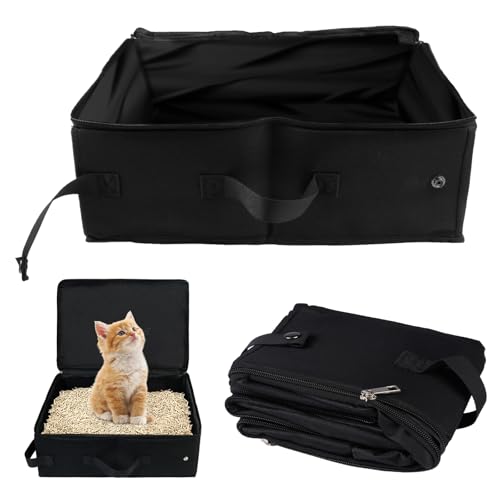 Reise Katzenklo Portable mit Deckel, Faltbare Tragbare Katzentoilette 40x30cm, wasserdichte Haustier Katzenklo, Katzen T...