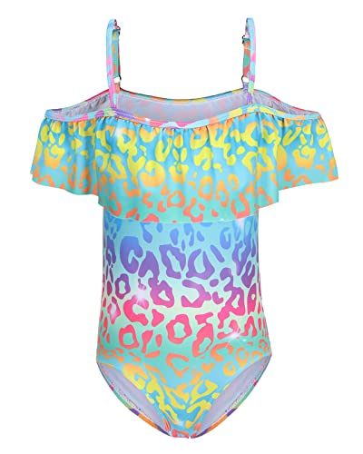 Image of Girls One Piece Swimsuits Off Shoulder Bathing Suit for Kids Hawaiian Swimwear 3-16 Years