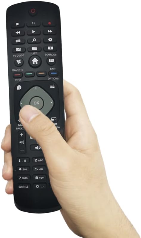 LFYSJTX Univerzális Távirányító Philips TV-hez - Kompakt Fekete Távirányító 10m Hatótávval, Programozás Nélkül Használható