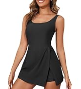 Aleumdr One Piece Swimdress Swimsuit for Women Tummy Control Split Swim Dress Skirt Bathing Suit ...