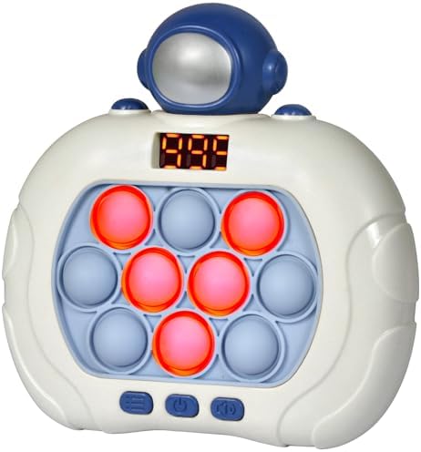 Quick Push Pop Game, 6 Modes Fast Push Bubble Game, Console Pop Game, Fidget Toys Light up Pop Game, Handheld Puzzle Game Machine Gift for Kids & Teens Ages 3-12+ Years Old (Astronaut)
