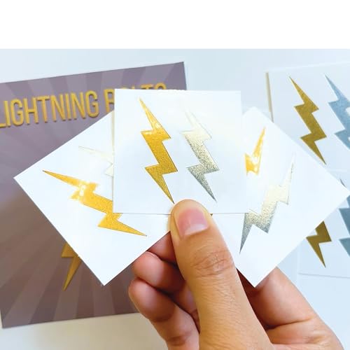 Metallic Lightning Bolt Temporary Tattoos / 48-Pack/Sparkling Silver & Gold