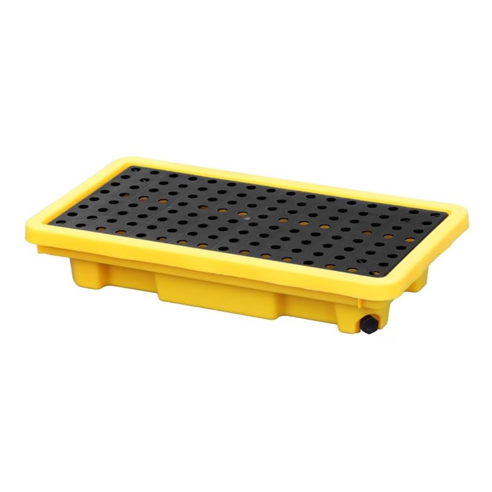 Bandeja de retención para Tanques de Aceite, Plataforma Modular antiderrames, contenedor de plástico para la colocación Segura de bidones de Aceite，Yellow 66 * 36 * 12cm