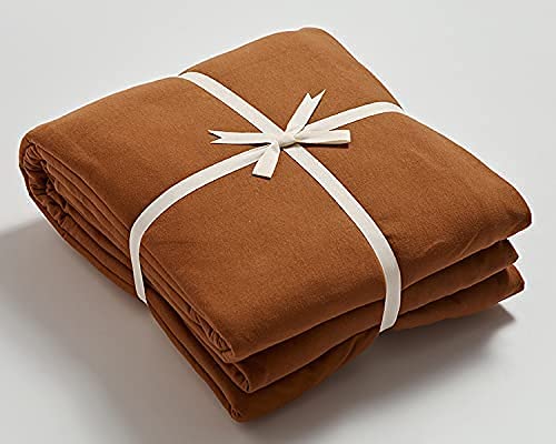 Lanqinglv Duvet Cover Set Caramel Pumpkin Plain Microfiber Bedding Set King Size Quilt Cover 220x240cm with Zipper Closure and 2 Pillowcases 50x75cm