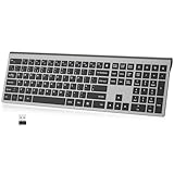 cimetech Rechargeable Wireless Keyboard, 2.4G Full Size Ergonomic Scissor Switch Keyboard, QWERTY Layout Silent Keyboard, 12 Multimedia Shortcut Keys for PC/Desktop/Laptop/Windows-Gray