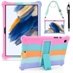 KATUMO Silicone Case Compatible with Samsung Galaxy Tab A8 10.5 inch 2021 2022 Tablet (SM-X205N/X200N/X207) Soft Rubber Cover with Stylus Pen Shoulder Strap for Galaxy Tab A8 Case