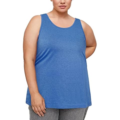 LOUSGUTA Plus Size Tank Tops for Women Workout Tank Tops Womens Sleeveless Tops Scoop Neck Summer Casual Shirts Navy Blue Cover