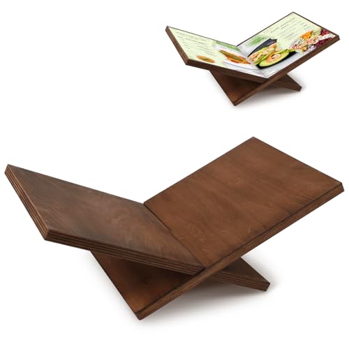 Porta Ricette Cucina, Poggia Libro Ricette in Legno, Leggio per Libri Aperti, Supporto da Lettura per Libri di Ricette, Cavalletto Espositore in legno per Riviste, Libro d'Arte