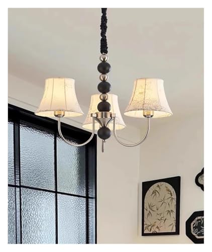 Luminaire suspendu décoratif rétro en tissu français et finition nickel chic