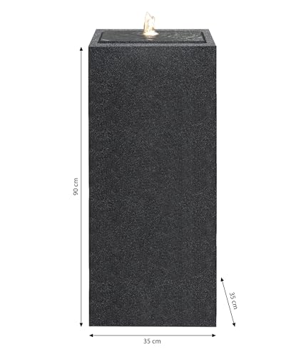 Dehner Gartenbrunnen Glonn, Solarbrunnen frostbeständig, Brunnen für Außen, mit LED Beleuchtung, ca. 90 x 35 x 35 cm, Polyethylen, schwarz