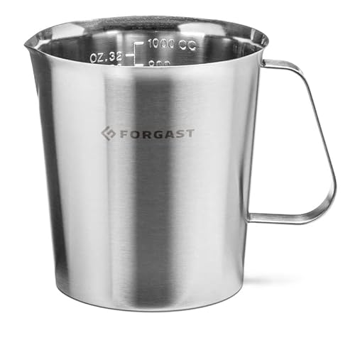 Forgast Brocca in Acciaio Inox 1l, Misurino con Parte Graduata all'Interno, Brocca di Misura, Brocca con Scala Graduata