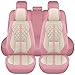otoez Pink Car Seat Covers Full Set, Universal Leather Seat Cover 5 Seat Waterproof & Breathable Automotive Seat Protector Full Coverage for Cars Sedens, Trucks, SUVs, Vans (Pink & White)